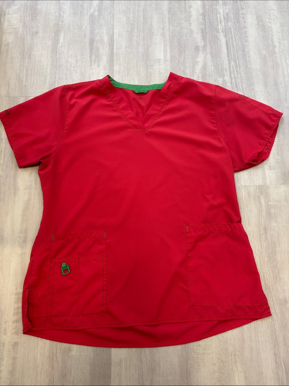 Carhartt Scrub Set Top & Pants adjustable waist Fushia with Green Trim XLarge - Picture 3 of 13